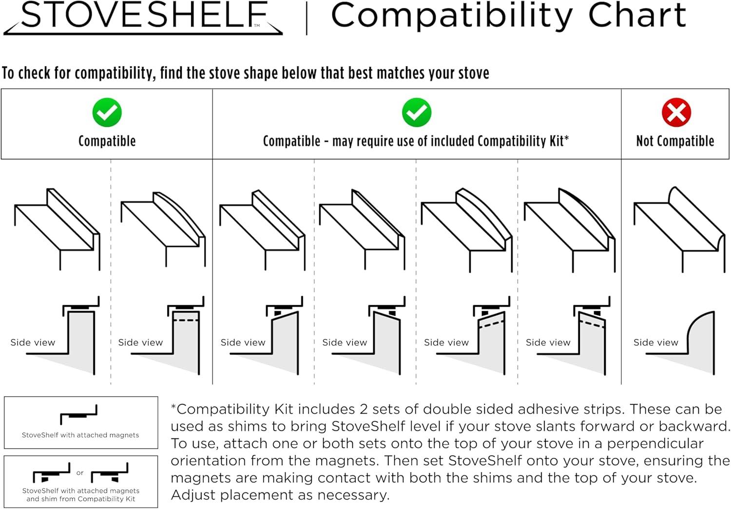 StoveShelf 30" Length White Magnetic Shelf for Kitchen Stove - Kitchen Storage Solution with Zero Installation - Over Stove Spice Rack Organizer