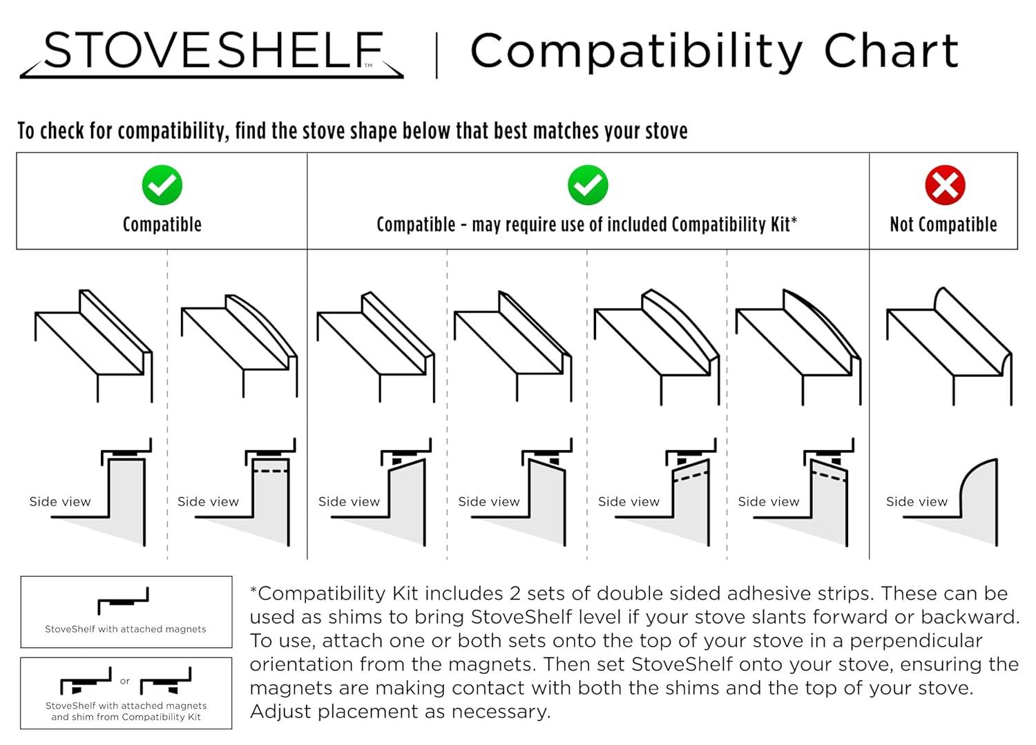 StoveShelf 30" Length White Magnetic Shelf for Kitchen Stove - Kitchen Storage Solution with Zero Installation - Over Stove Spice Rack Organizer