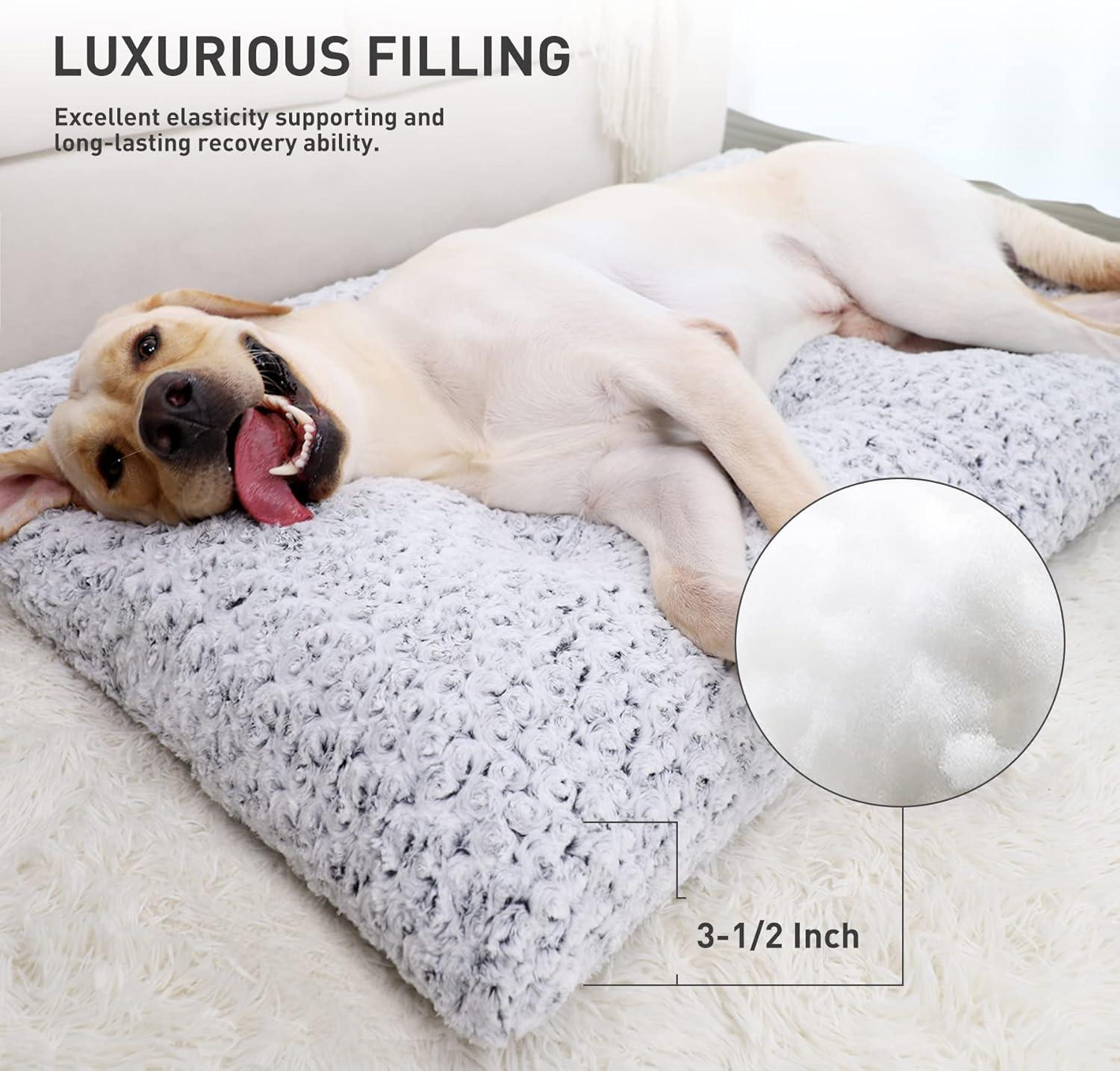 Washable Dog Bed Deluxe Plush Dog Crate Beds Fulffy Comfy Kennel Pad Anti-Slip Pet Sleeping Mat