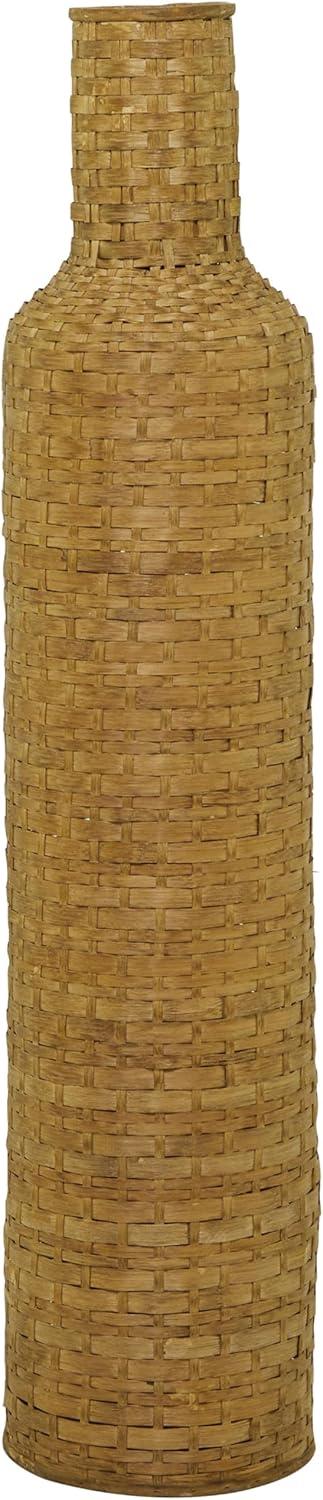 Studio 350 Intricately Woven Tall Bamboo Wood Floor Vase  - White or Brown Brown - 9"W, 39"H