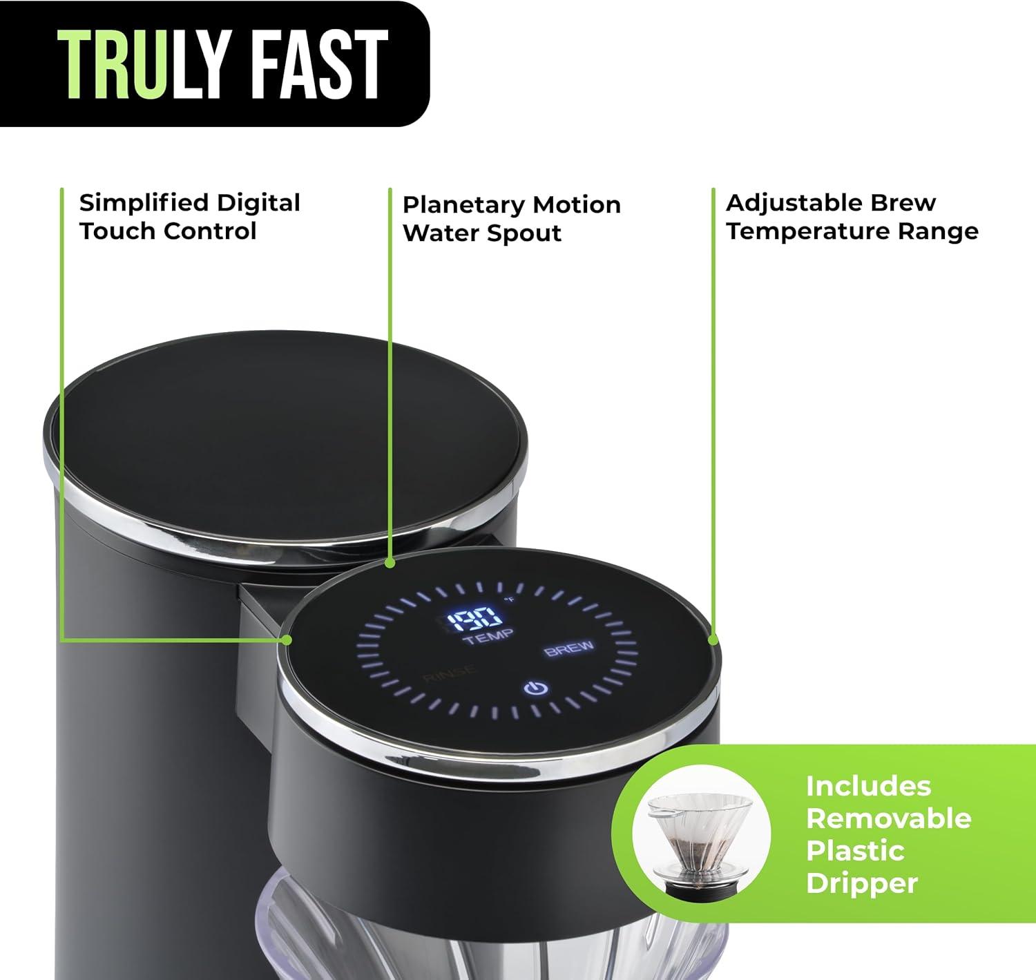 TRU Digital Control Pour Over Black 12-Cup Drip Coffee Maker