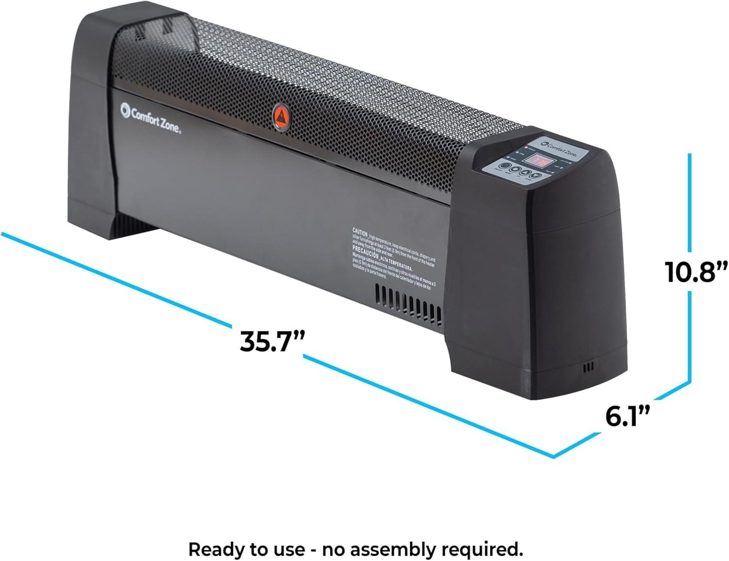 Black Electric Convection Baseboard Heater with Digital Thermostat