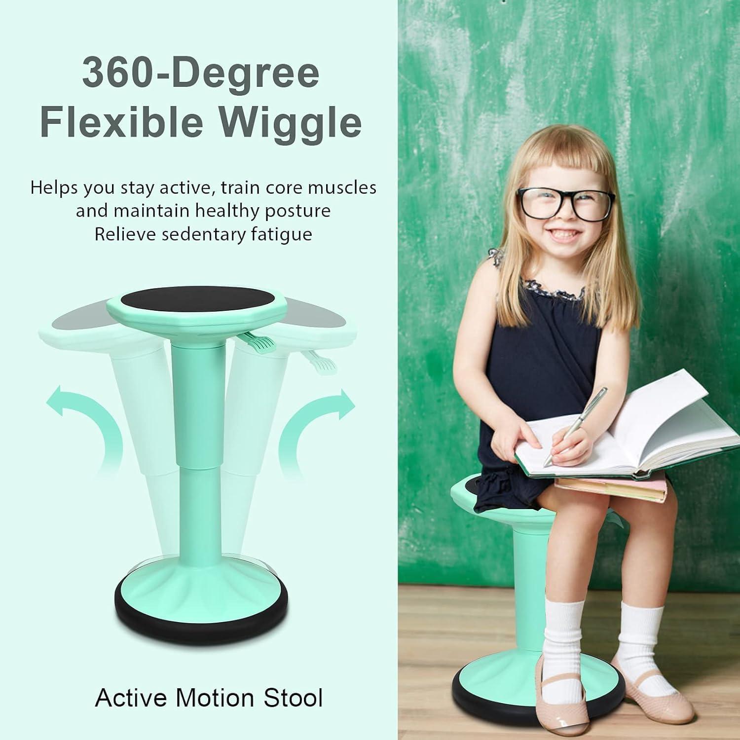 Costway Kids Active Motion Stool Ergonomic Wobble Chair with Adjustable Height Grey/Blue/Black/Mint green/White