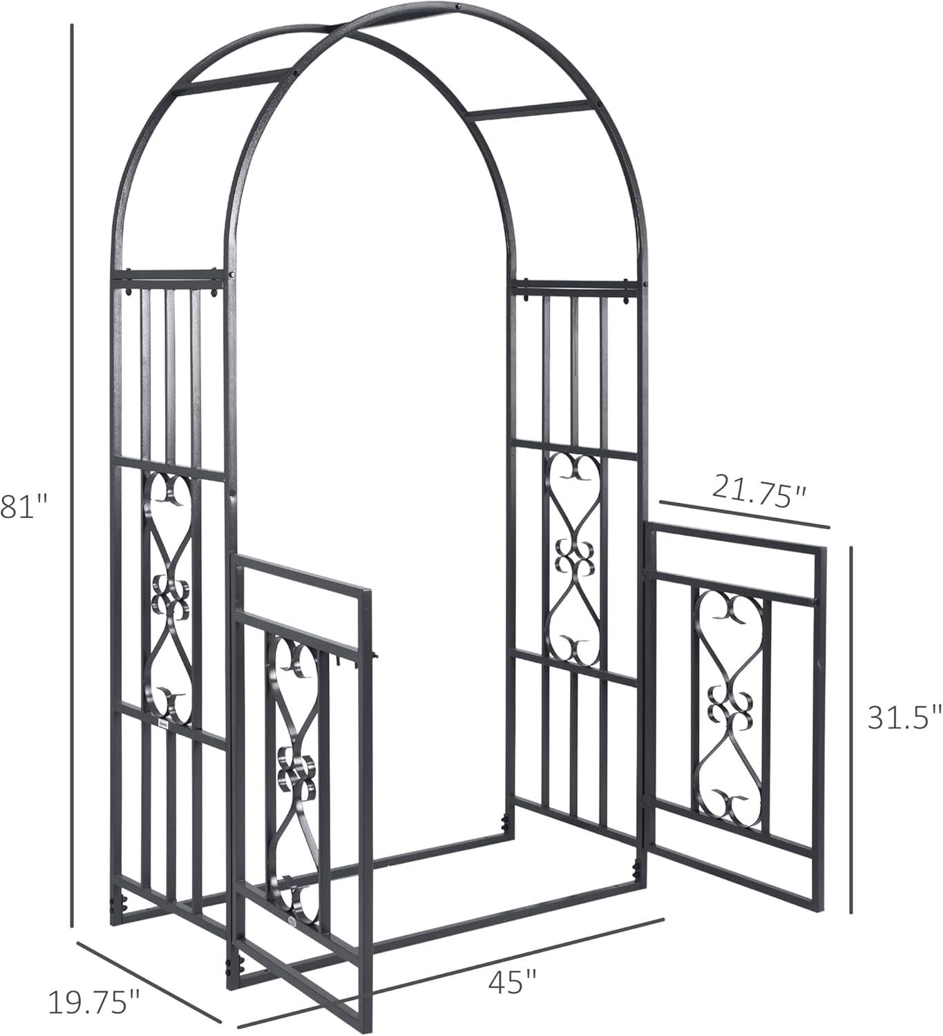 45'' W x 19.75'' D Steel Arbor with Gate in Gray