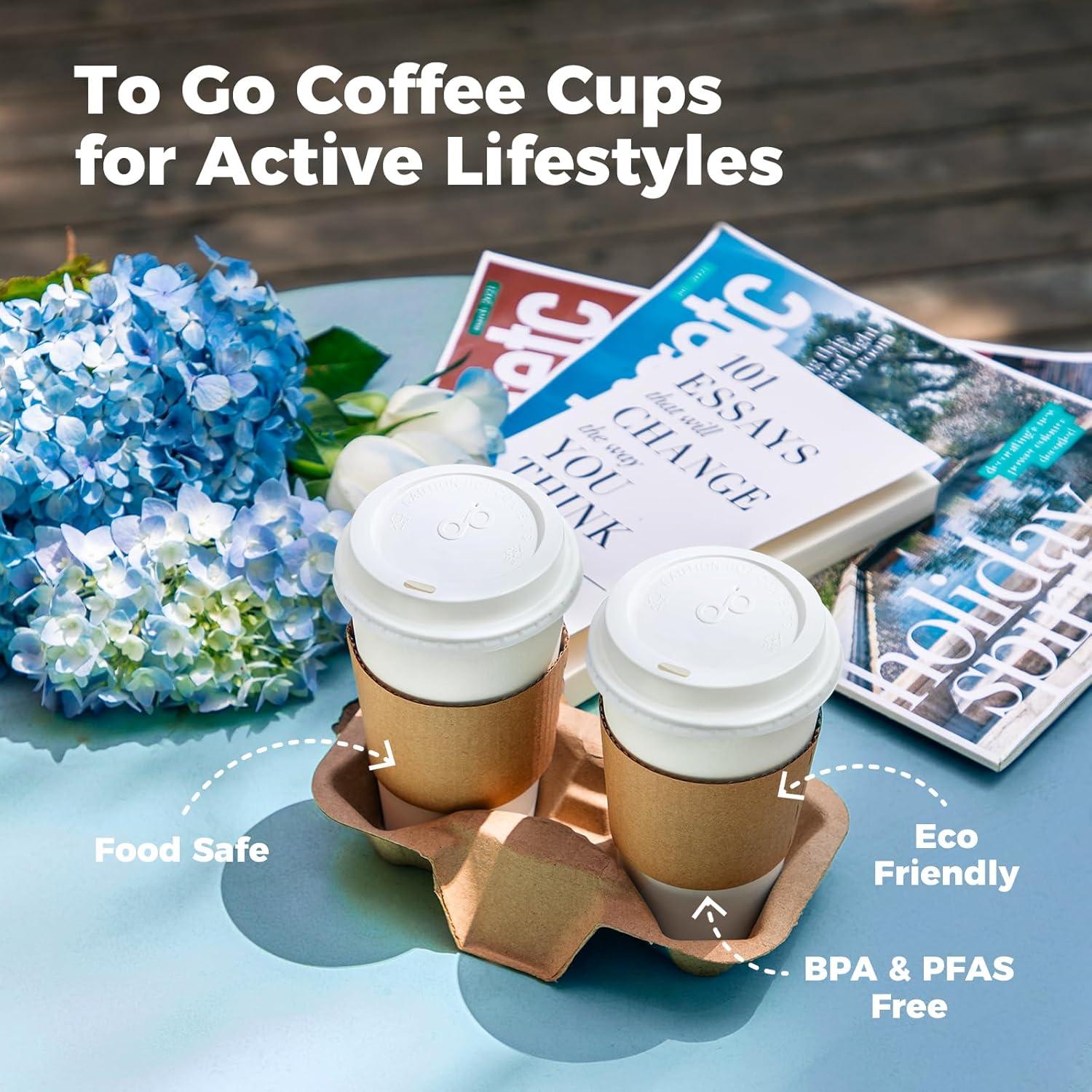 FAST APPLIANCES LLC Paper Cups,Cups,Disposable Cups 100 Pack 12 Oz Leak-Proof Coffee Cups With Lids And Sleeves Disposable Paper To Go Hot Coffee Cups For Home, Business, Office, Cafes And Parties