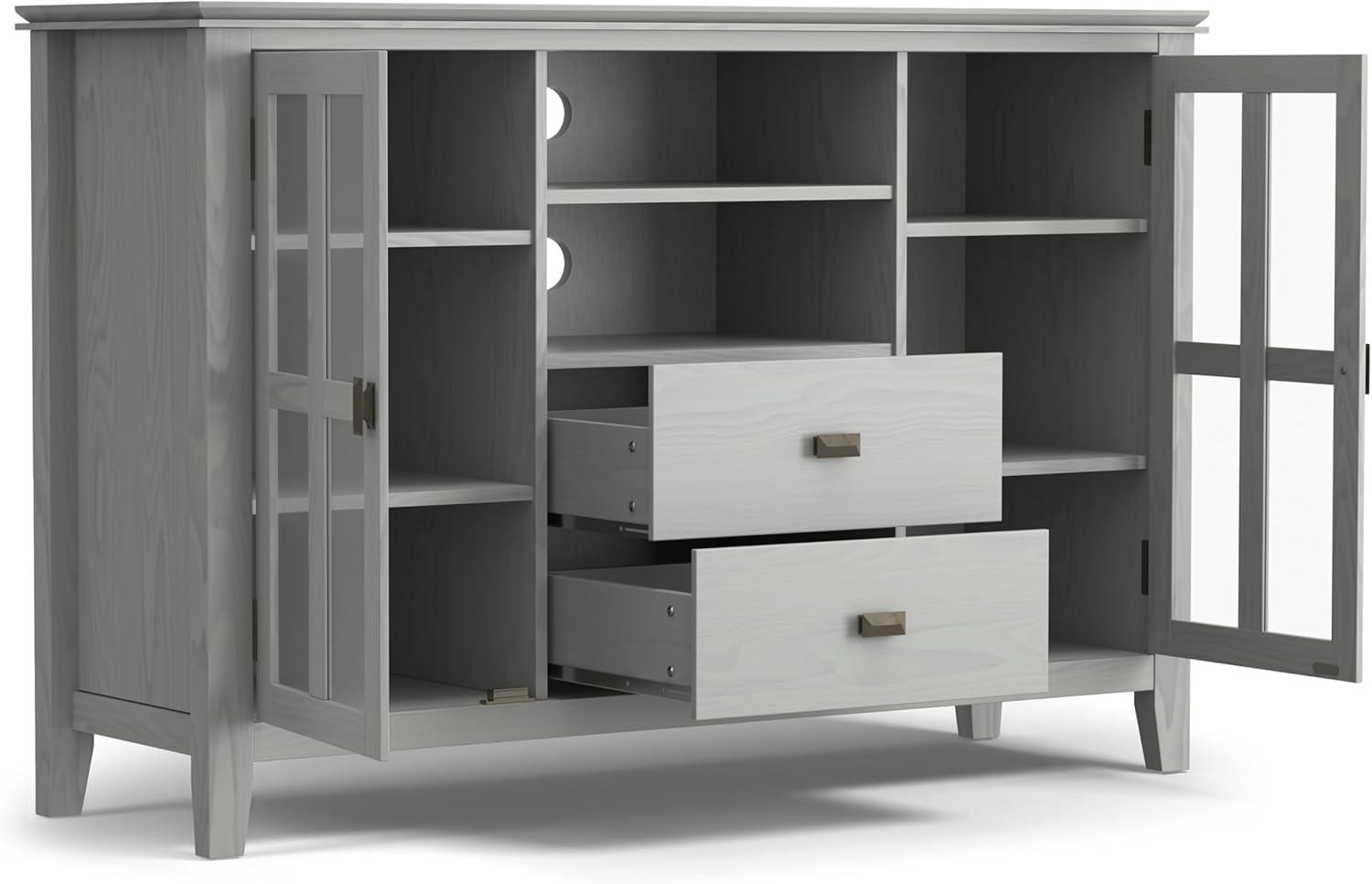 Artisan Fog Grey Solid Wood 53" Contemporary TV Media Stand