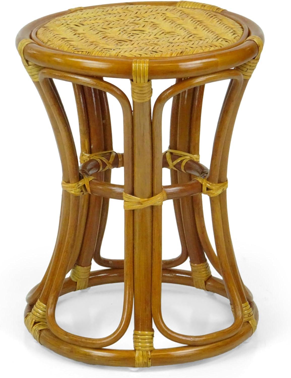 SK New Interiors Breeze ECO Natural Rattan Wicker Stool Plant Stand Handmade Design, Colonial