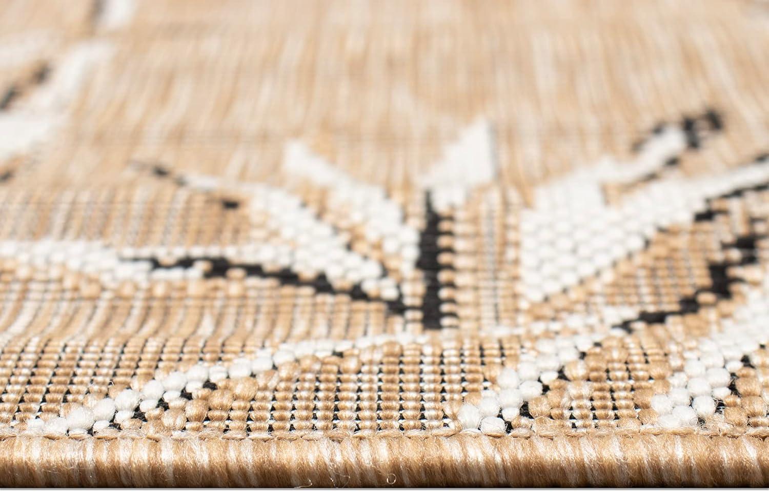 Liora Manne Carmel Bamboo Border Indoor/Outdoor Rug Sand 6'6" x 9'4"