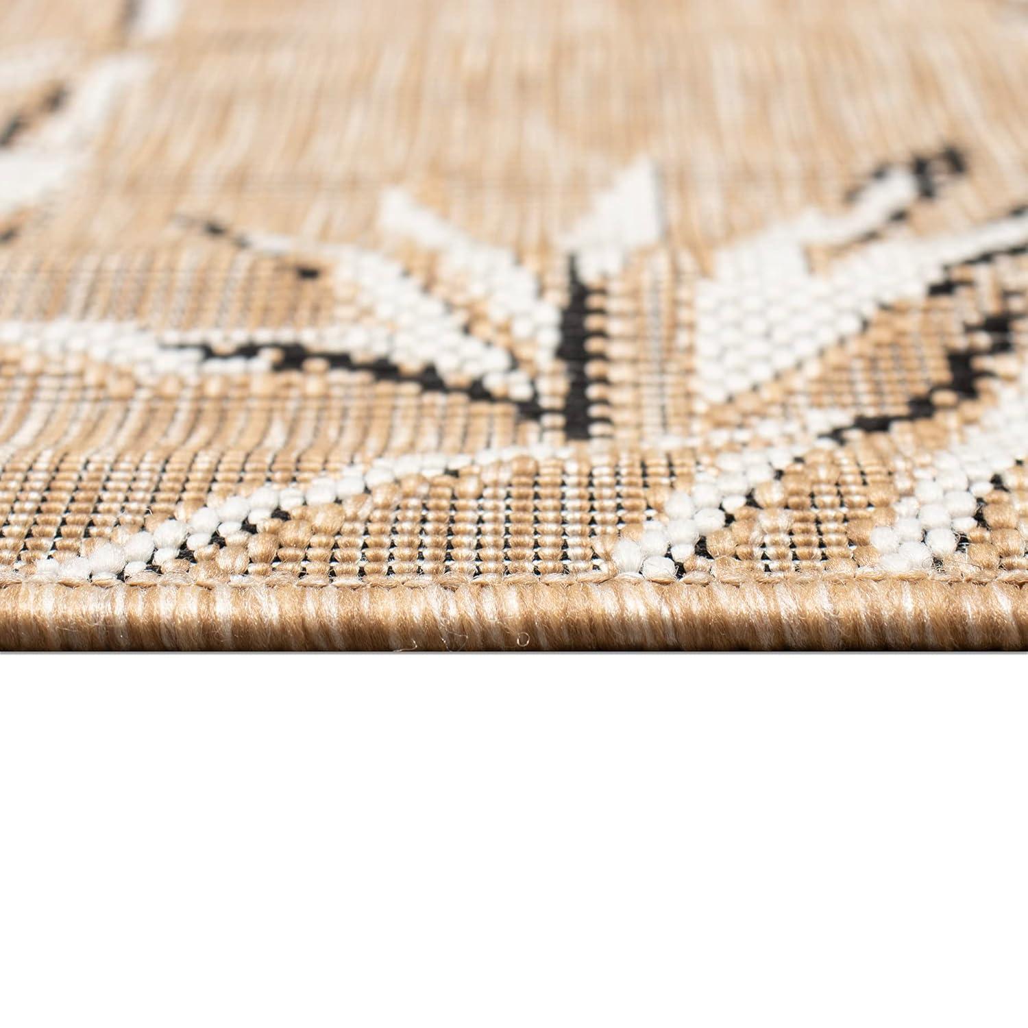 Liora Manne Carmel Bamboo Border Indoor/Outdoor Rug Sand 6'6" x 9'4"