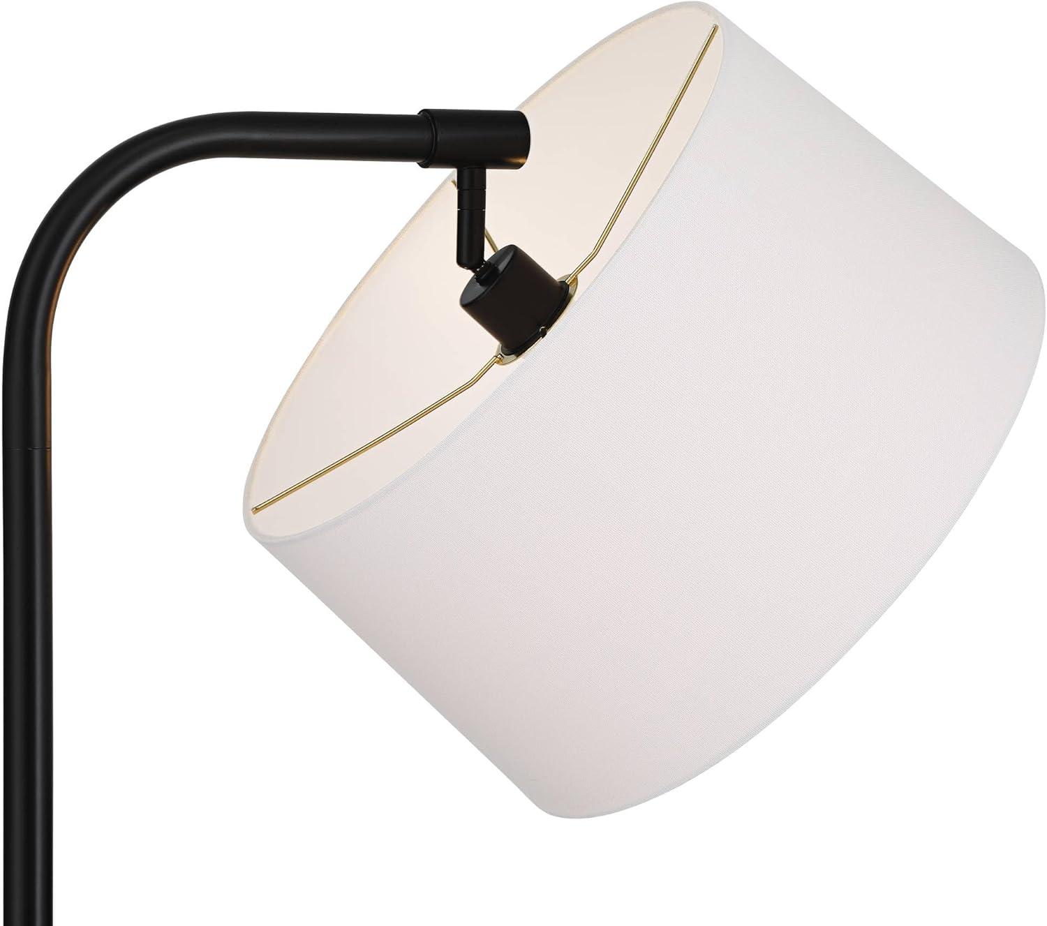 360 Lighting Serra Modern Art Deco 64" Tall Standing Floor Lamp Curved Chairside Arc Offset Arm Foot Switch Black Metal Living Room Bedroom House