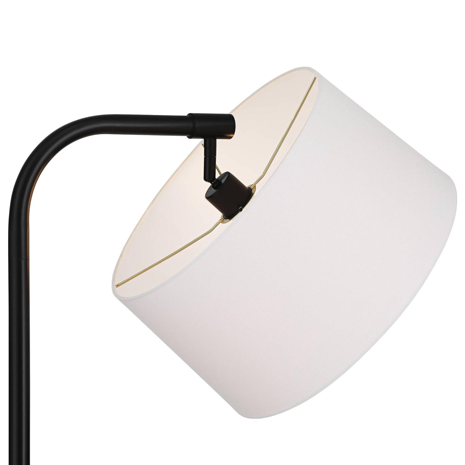 360 Lighting Serra Modern Art Deco 64" Tall Standing Floor Lamp Curved Chairside Arc Offset Arm Foot Switch Black Metal Living Room Bedroom House