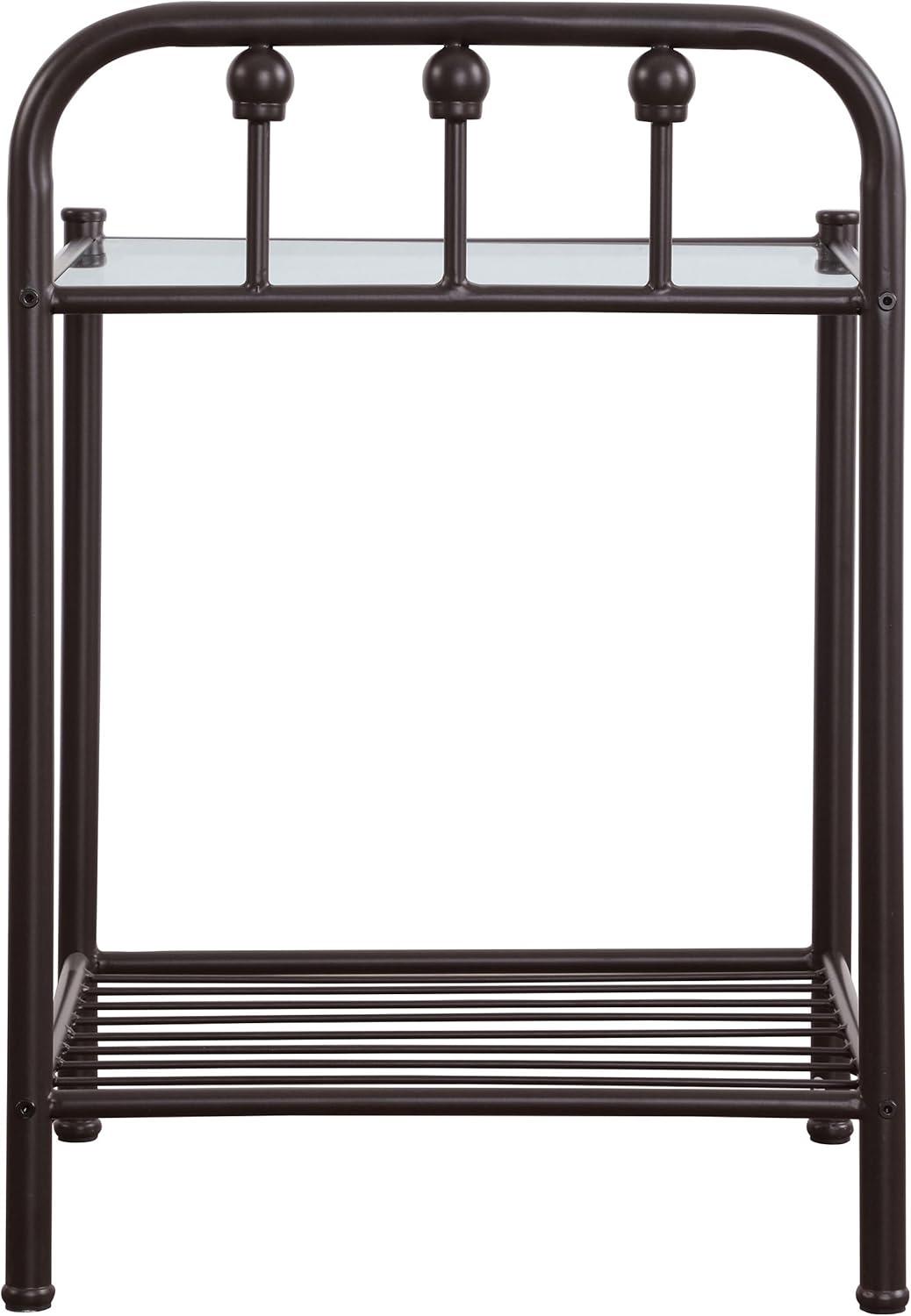 Coaster Livingston Traditional 1 Shelf Metal Nightstand with Glass Top Dark Bronze