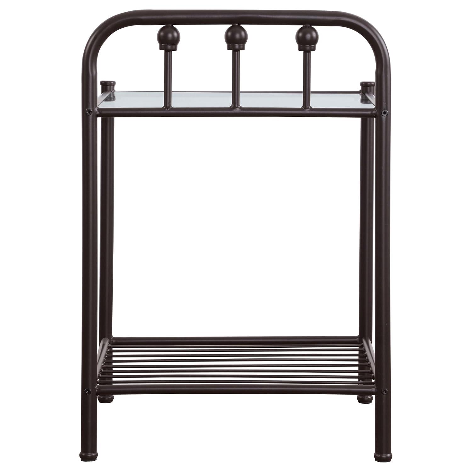 Coaster Livingston Traditional 1 Shelf Metal Nightstand with Glass Top Dark Bronze