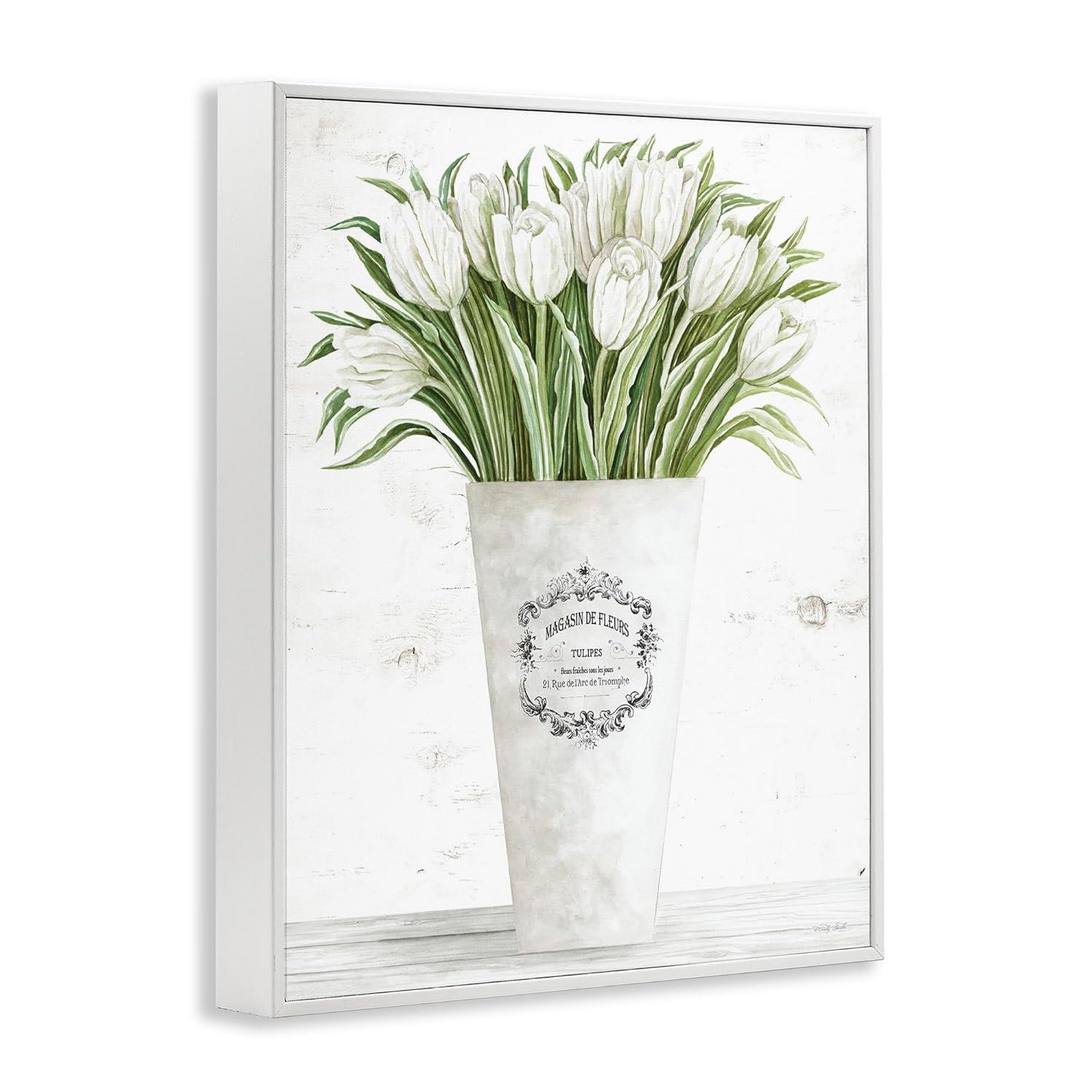 Stupell Industries Tulip Bouquet in Parisian Vase Floral Arrangement by Cindy Jacobs - Graphic Art Print