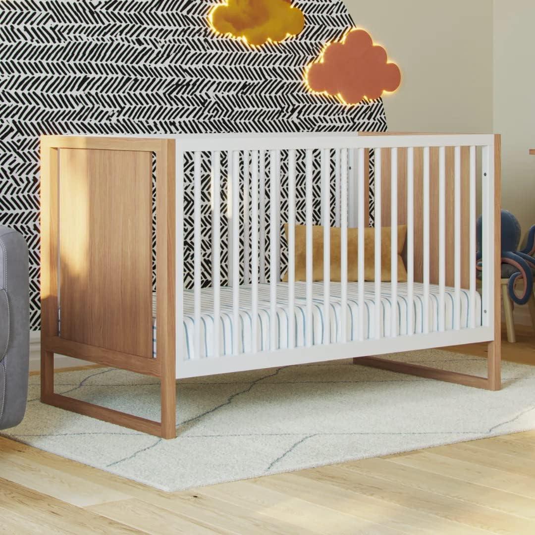 Nurture& Baby, Toddler Convertible Crib | 3 Adjustable Heights (Toddler Guardrail Not Included)