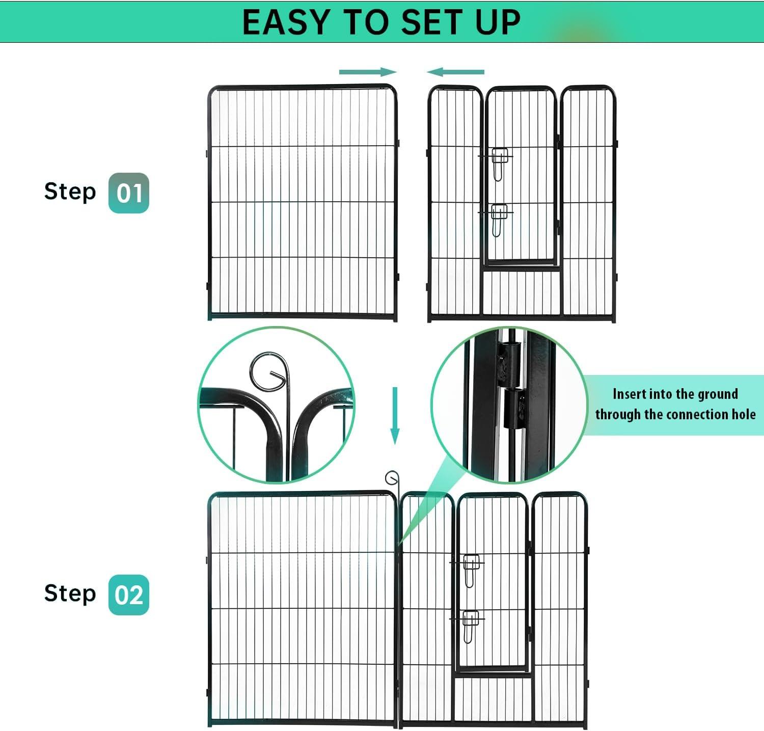 FDW Dog Playpen Pet Dog Fence 2-32 Panels  24/32/40"H Metal Dog Pen Outdoor Exercise Pen with Doors for Large/Medium /Small Dogs for RV,Camping,Yard