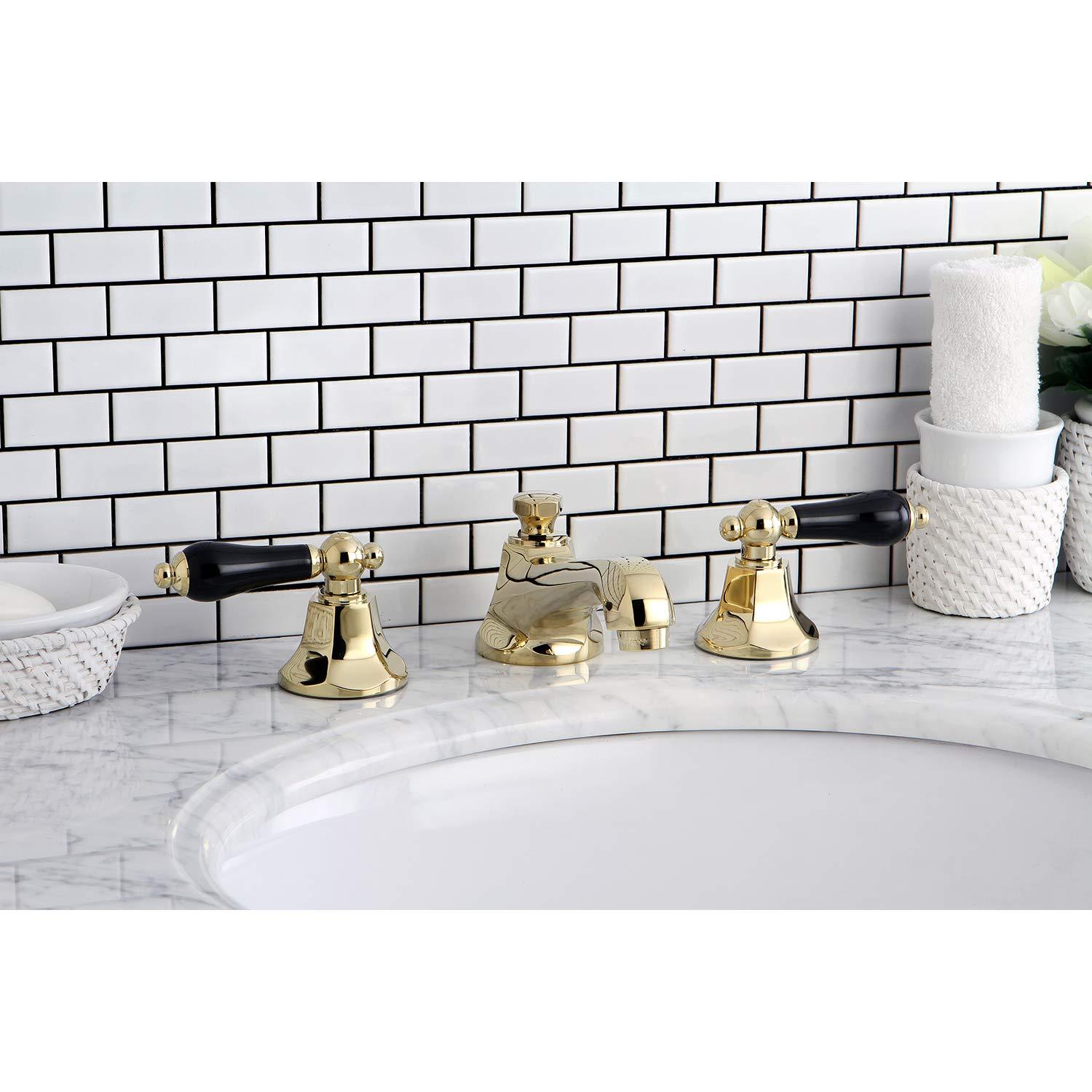 Kingston Brass Duchess Two-Handle 3-Hole Deck Mount Widespread Bathroom Faucet with Brass Pop-Up Drain