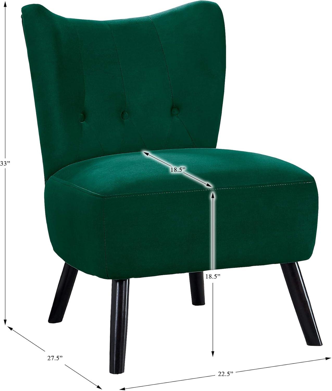 Homelegance Imani Mid Century Modern Velvet Home Accent Upholstered Chair, Green