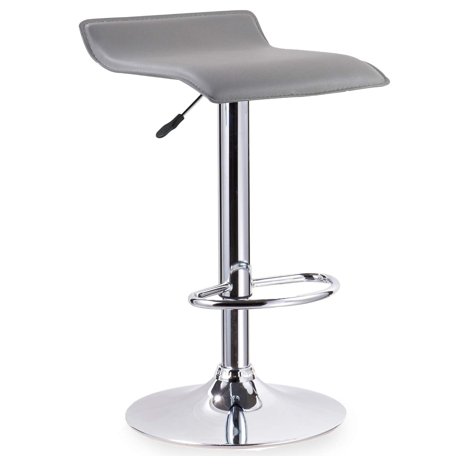 Leick Home 10042GR Adjustable Swivel Stool with Chrome Base, Set of 2, Gray