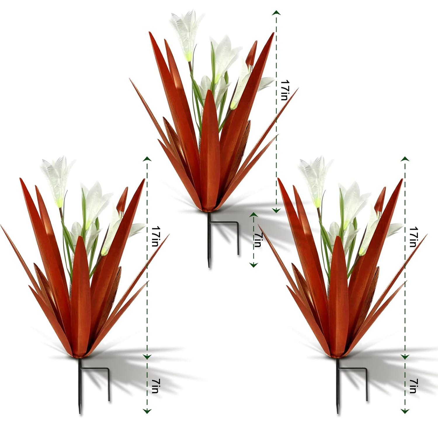 17 Stories Metal Agave Plant Outdoor Decoration Outdoor Garden Decoration Lily Mexican Yard Art Plant Garden Agave Lily Decorative Garden Gift (Set of 3)