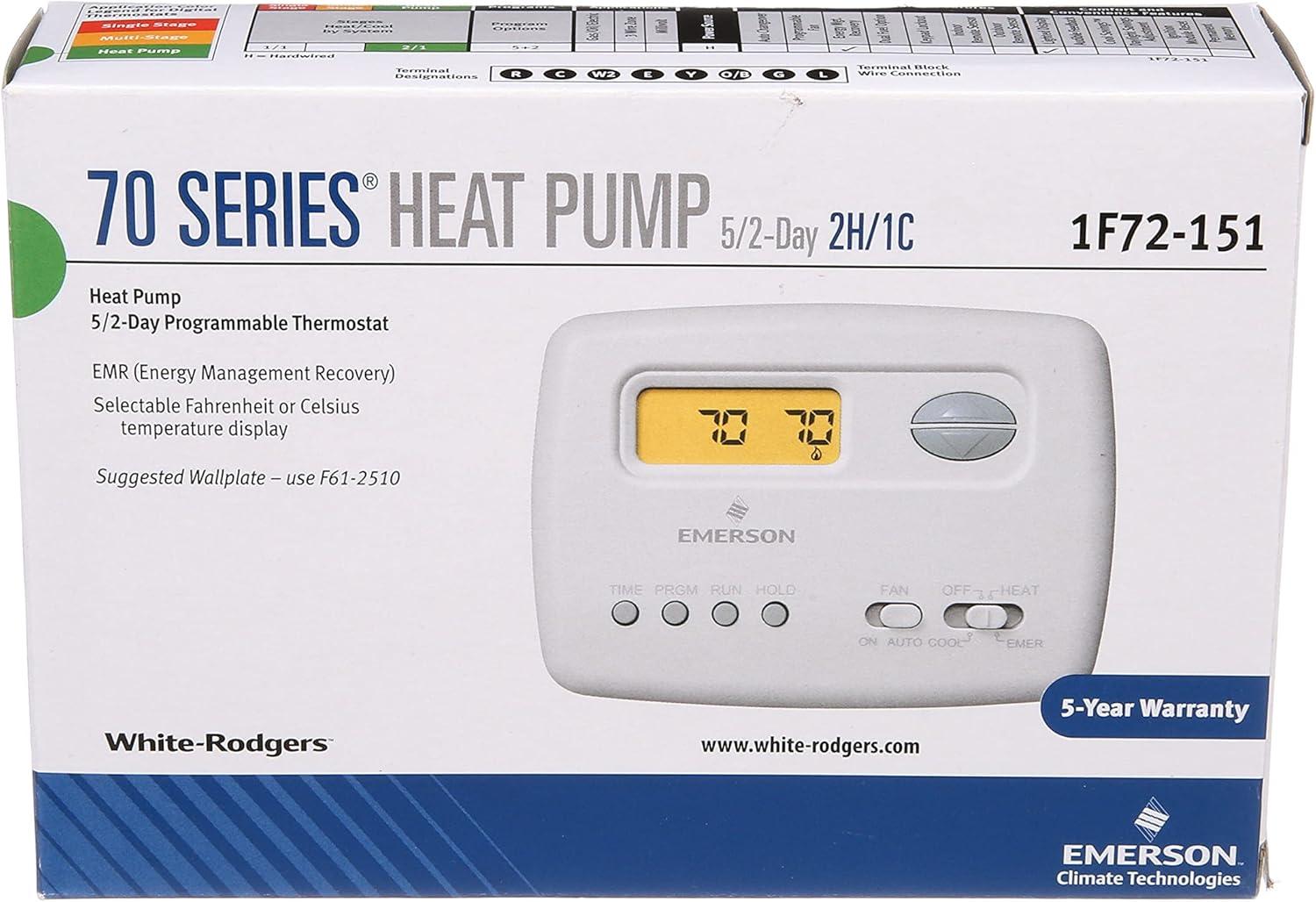 White Programmable Digital Heat Pump Thermostat with Mounting Hardware