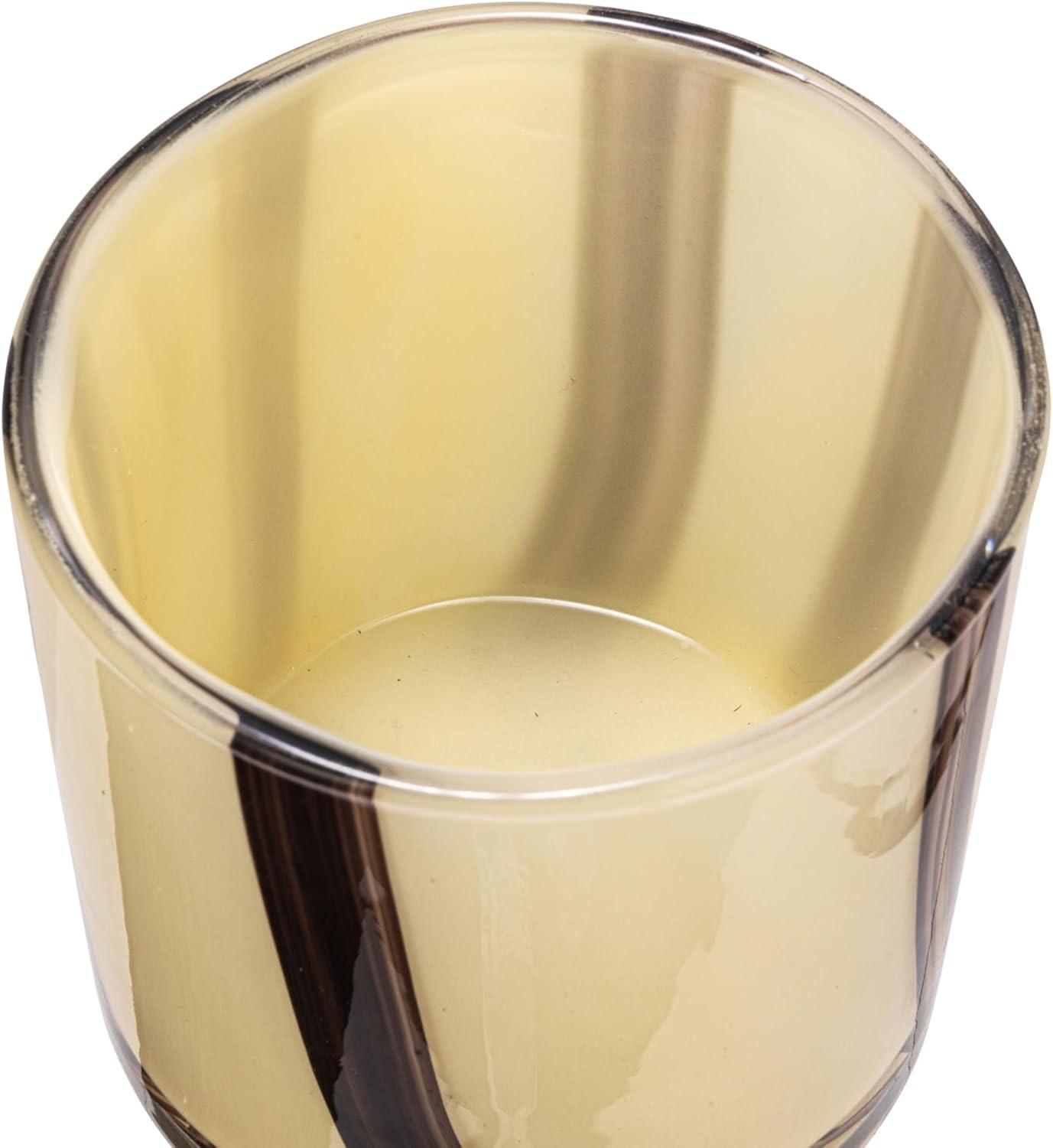 Cream and Purple Striped Glass Votive Candle Holder, 4"