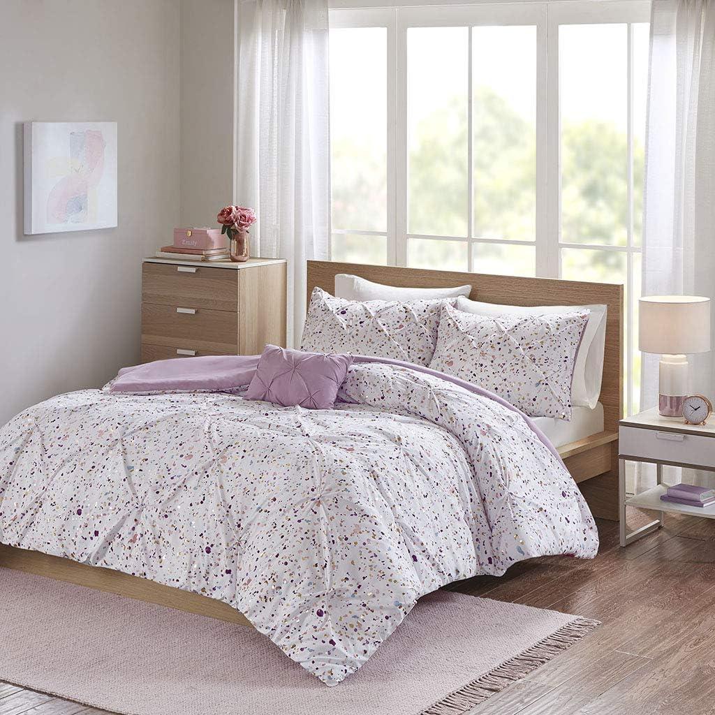 Nicole Metallic Printed and Pintucked Duvet Cover Set - Intelligent Design