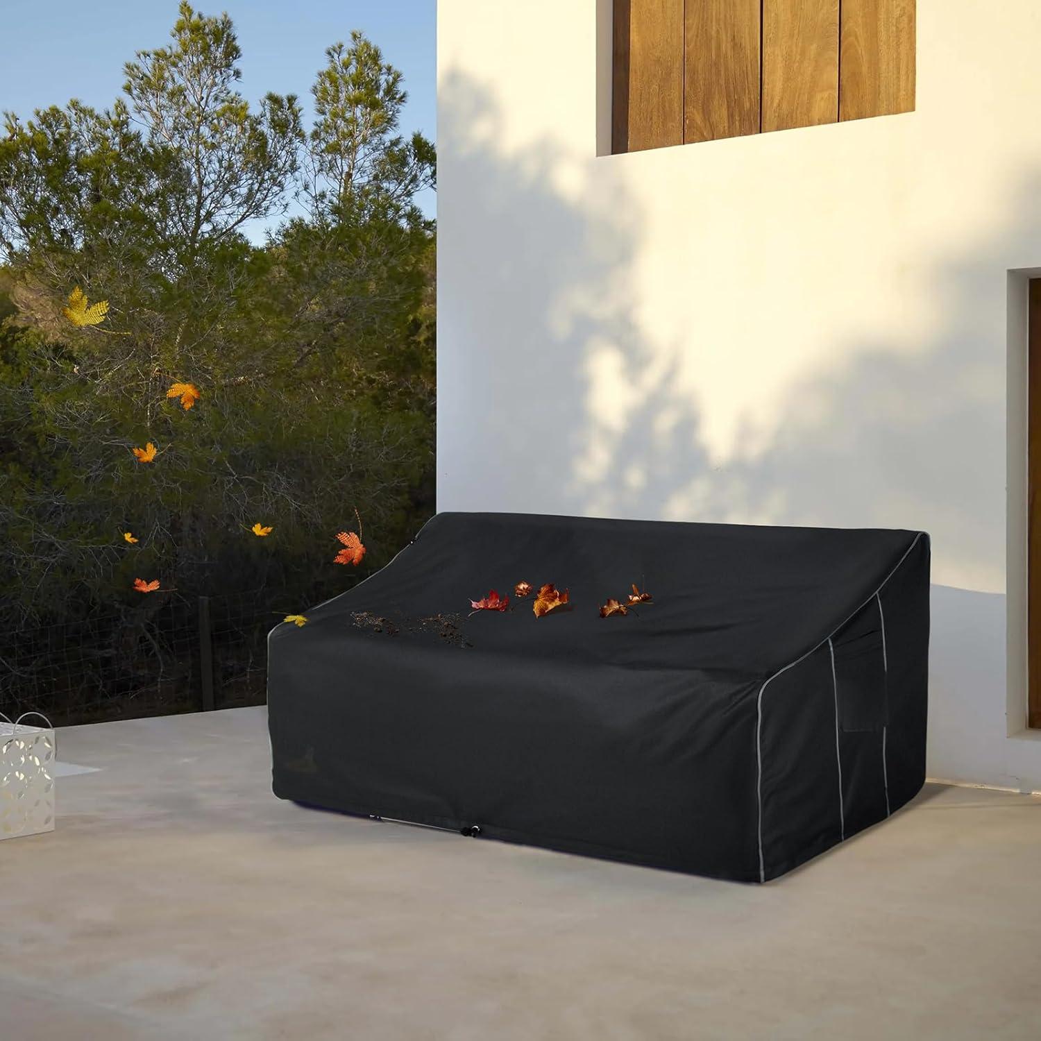 Outdoor Furniture Covers Waterproof, Patio Sofa Covers Heavy Duty, (Black)