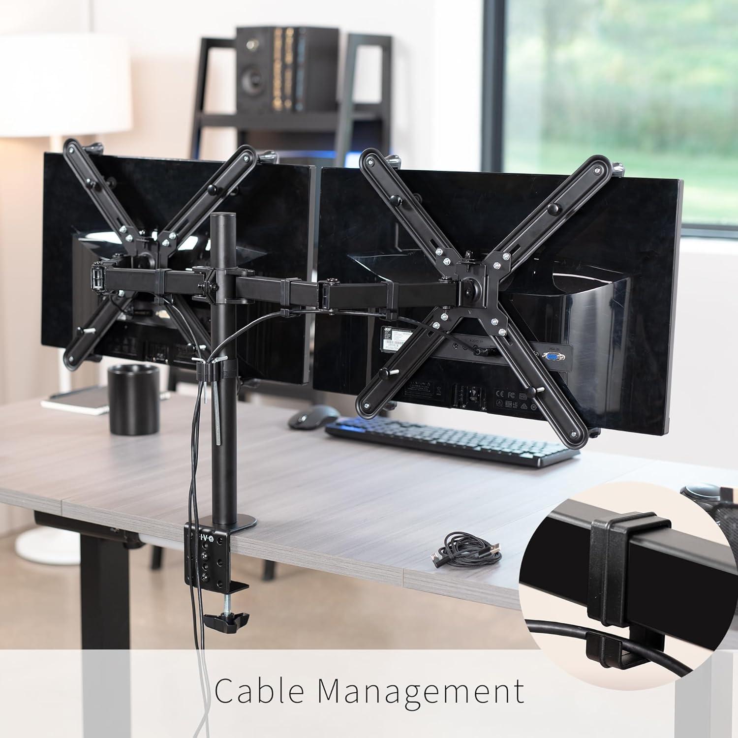 VIVO Non-VESA Dual Monitor Arm Desk Mount Fully Adjustable with VESA Adapters