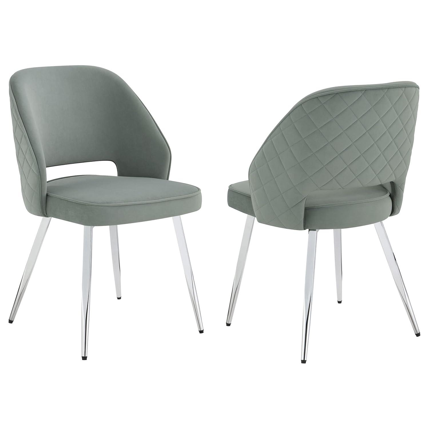 Hastings Upholstered Dining Chairs with Open Back (Set of 2) Grey and Chrome