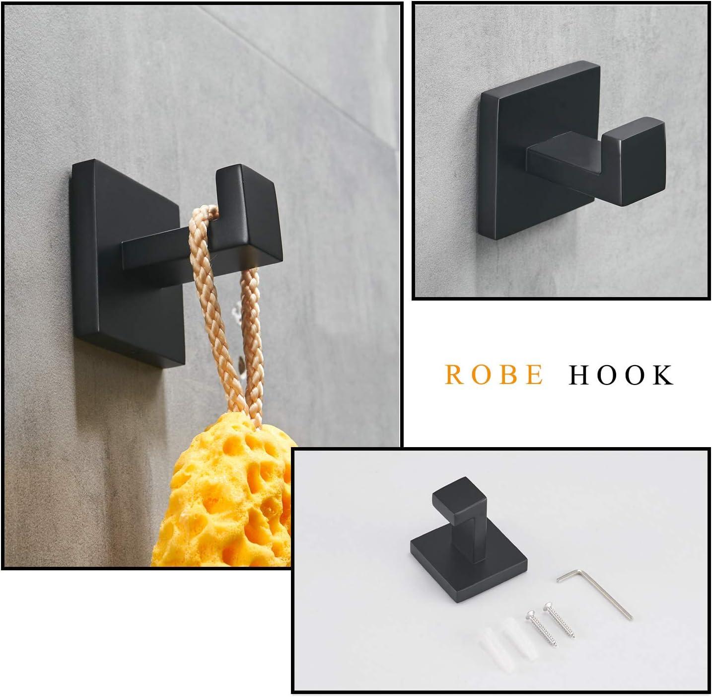 Matte Black 5-Piece Stainless Steel Bathroom Hardware Set