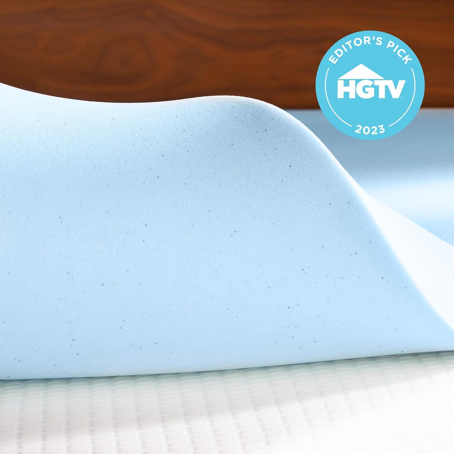 Queen Size Blue Gel Memory Foam Mattress Topper