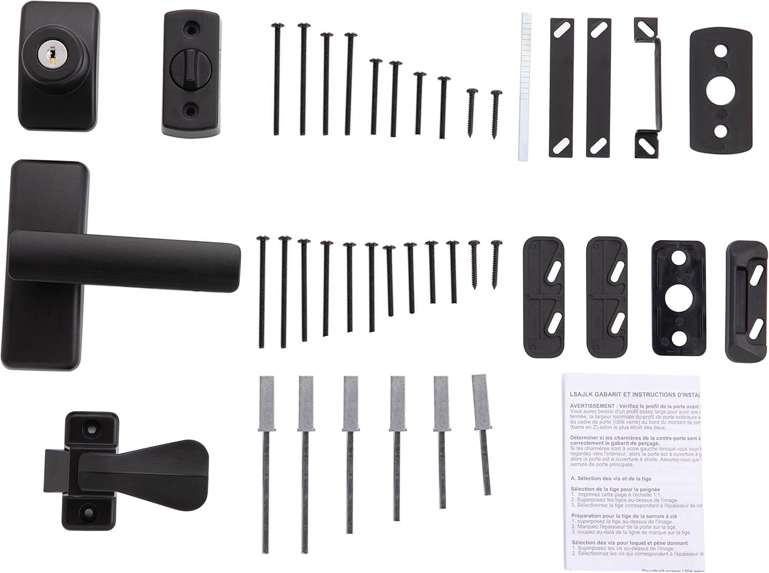 Matte Black Zinc Storm Door Lever Set with Keyed Deadbolt