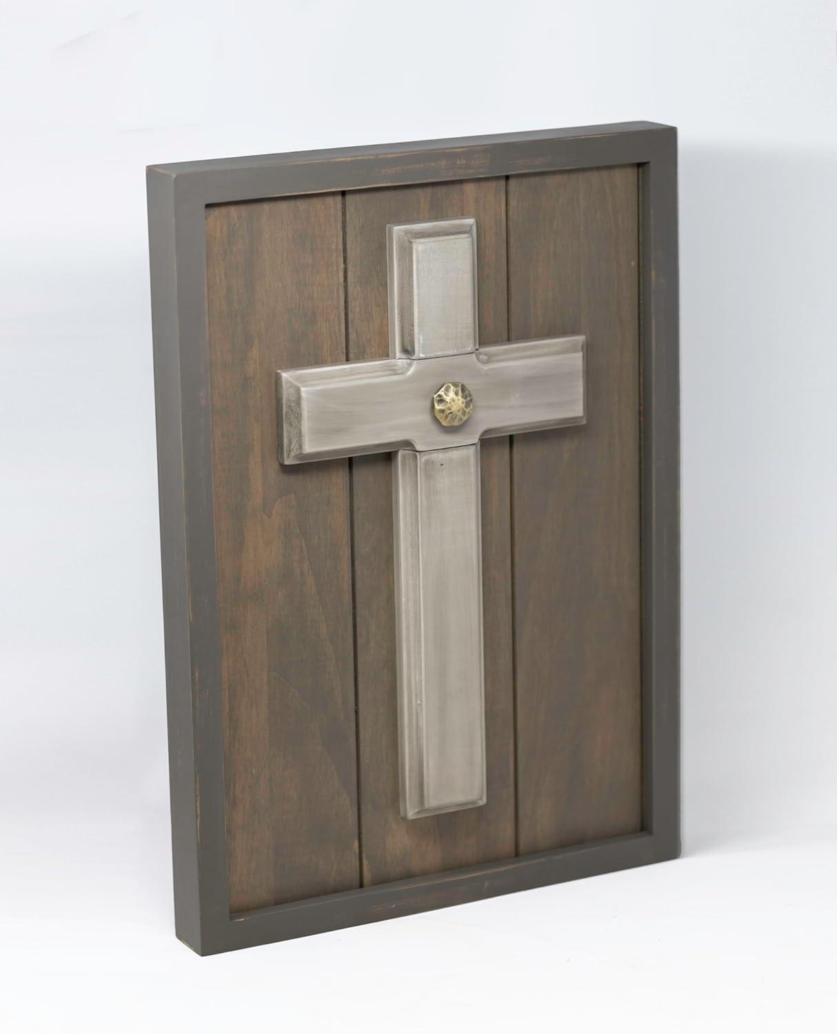The Unity Cross Gray Wash Religious Wedding Wood Wall Sconce Candle Holder