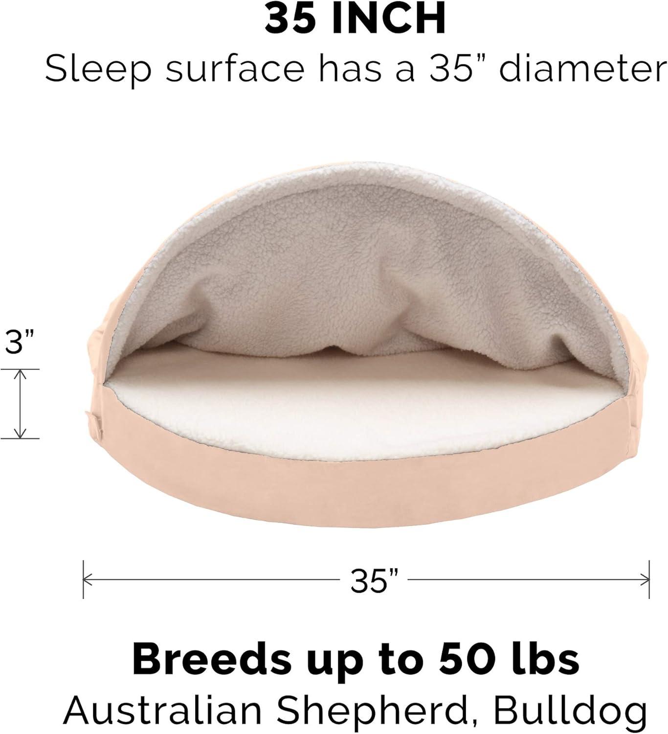 FurHaven Faux Sheepskin Round Hooded Orthopedic Dog Bed
