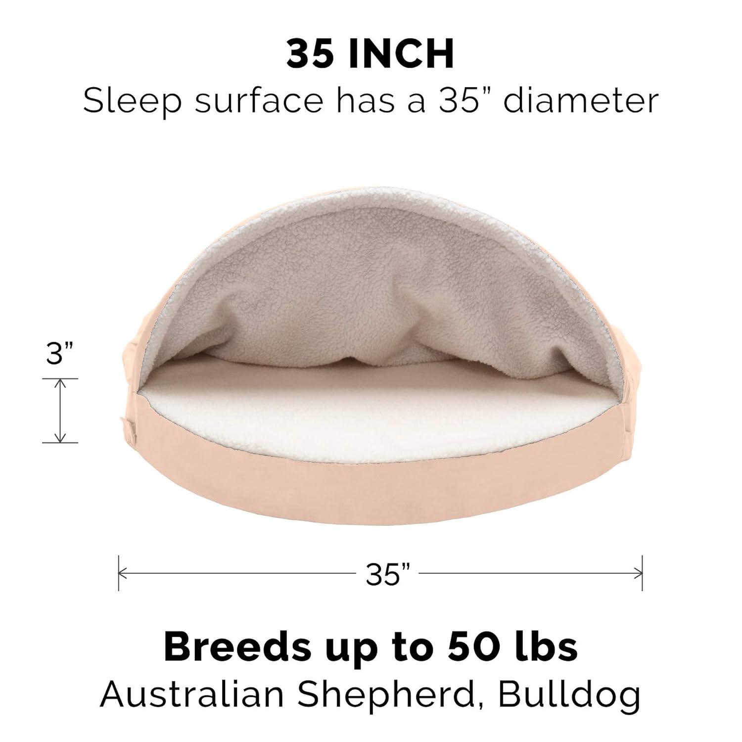 FurHaven Faux Sheepskin Round Hooded Orthopedic Dog Bed