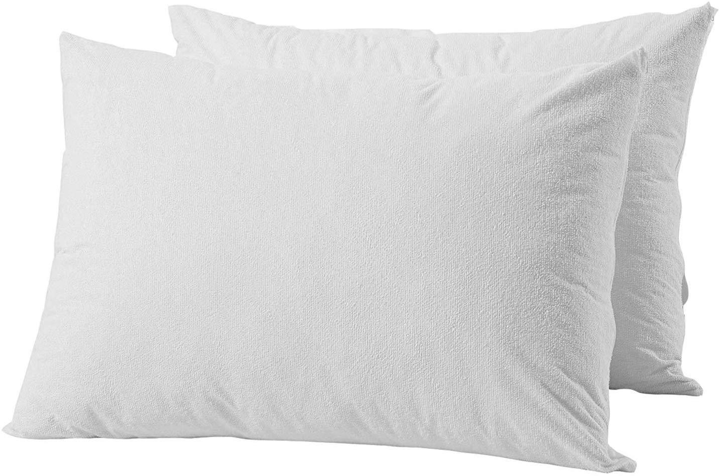 Niagara Waterproof Pillow Protector King Cotton Terry Zippered 100% Pillow Encasement Cover Pair Set of 2 Washable Long Life Soft