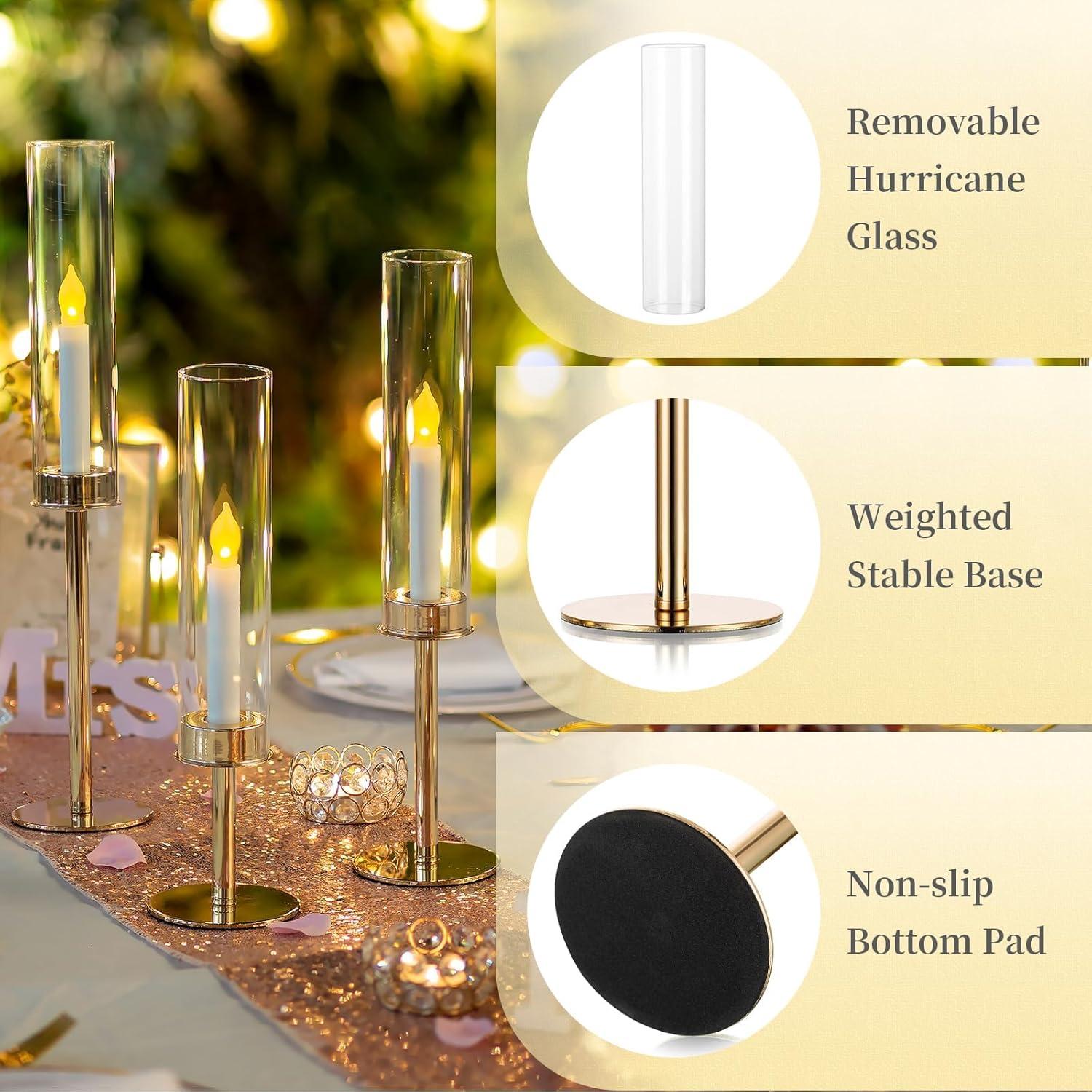 NIERBO Candlestick Holders Hurricane Candle Holder, 3pcs Candle Stick Candle Holder Candelabra (Set of 3)