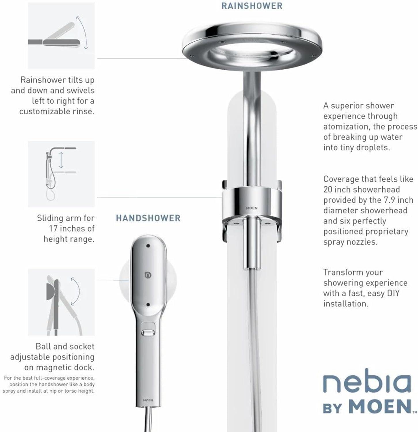 Moen N207C0Bl Matte Black Two-Function 7.9" Diameter Head Standard With Handshower