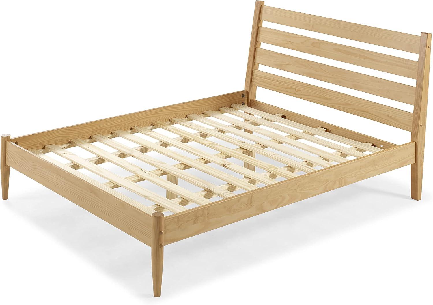 Mid-Century Modern Platform Bed - Queen Size - Scandinavian Oak Finish