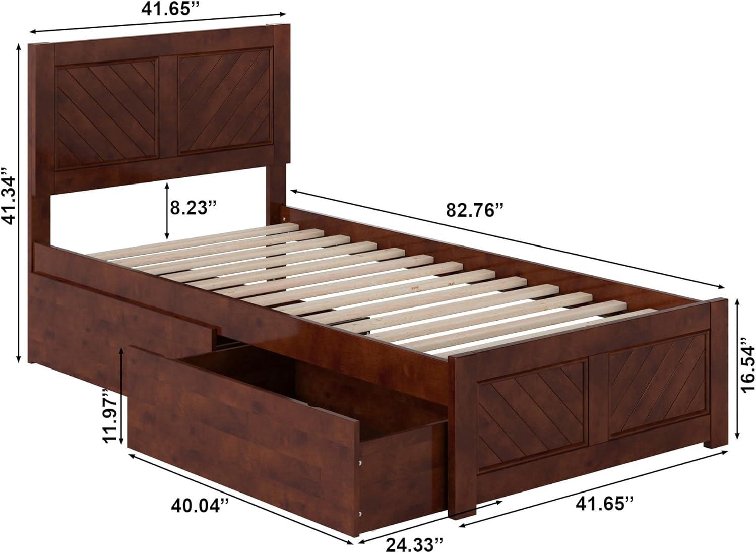 AFI Canyon Walnut Solid Wood Platform Bed with Matching Footboard & Storage Drawers, Queen