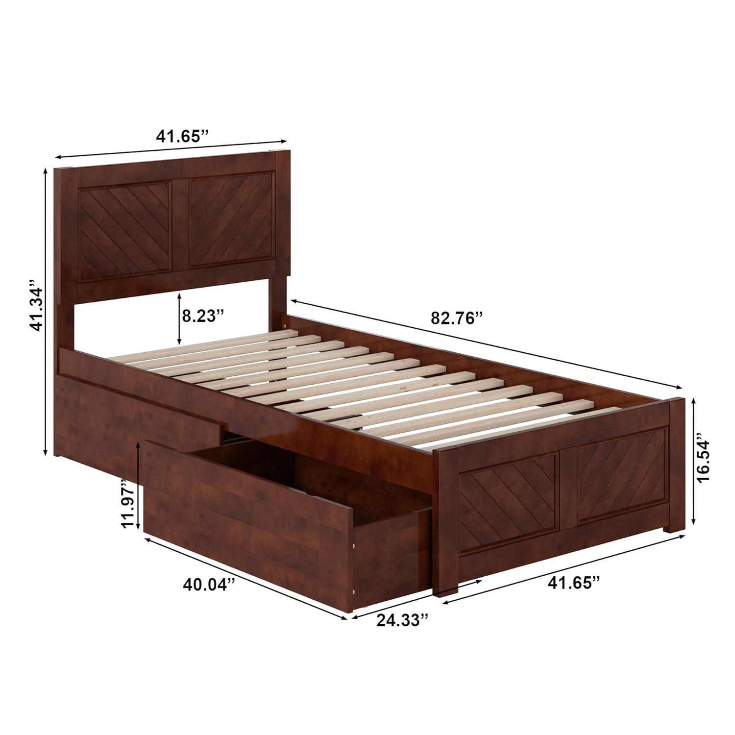 AFI Canyon Walnut Solid Wood Platform Bed with Matching Footboard & Storage Drawers, Queen