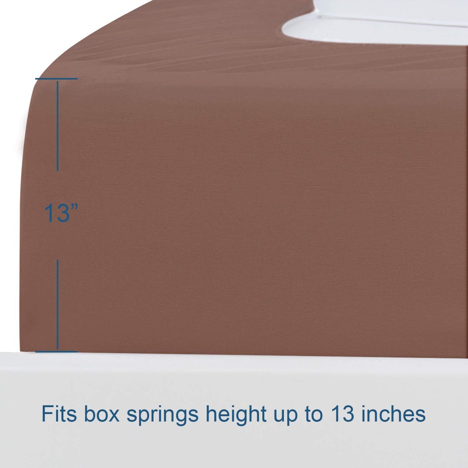 PiccoCasa Home Wrinkle Free Stretchy Fabric Wrap Around 4 Sides Bed Skirt Brown Queen