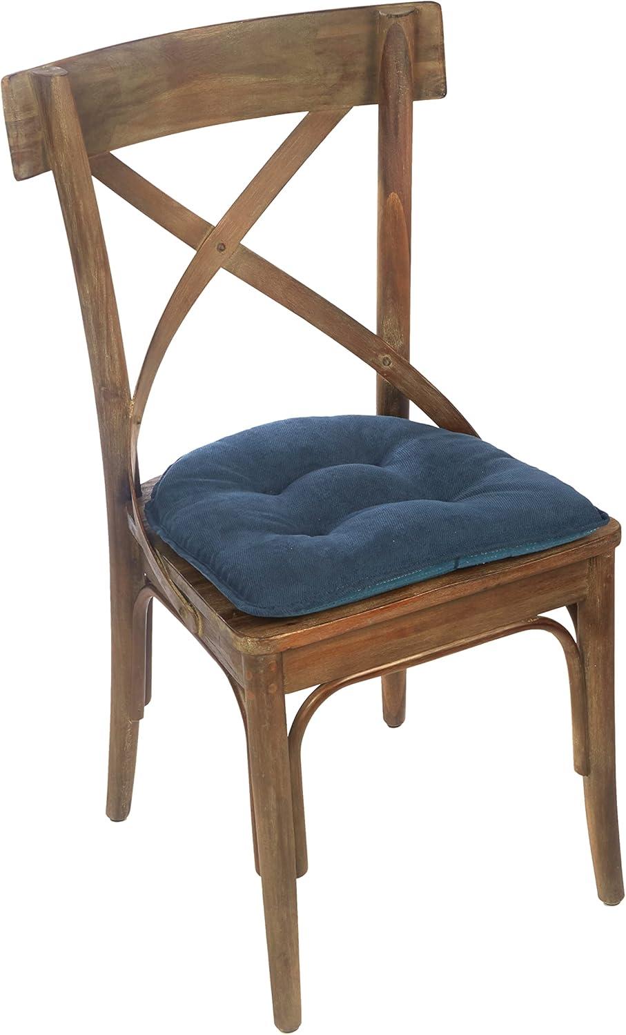 Non-Slip Tufted Chair Cushions for Dining Room, Kitchen and Office Use, U-Shaped Skid-Proof Seat Pad, 15x16 Inches, 4 Pack, Indigo Blue