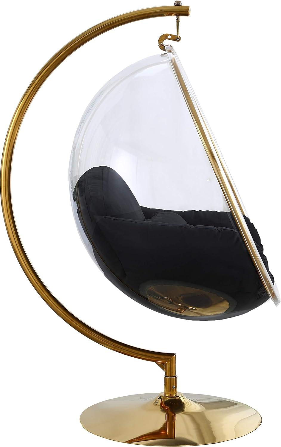 Luna Black and Gold Acrylic Swing Bubble Accent Chair, 41.5" W