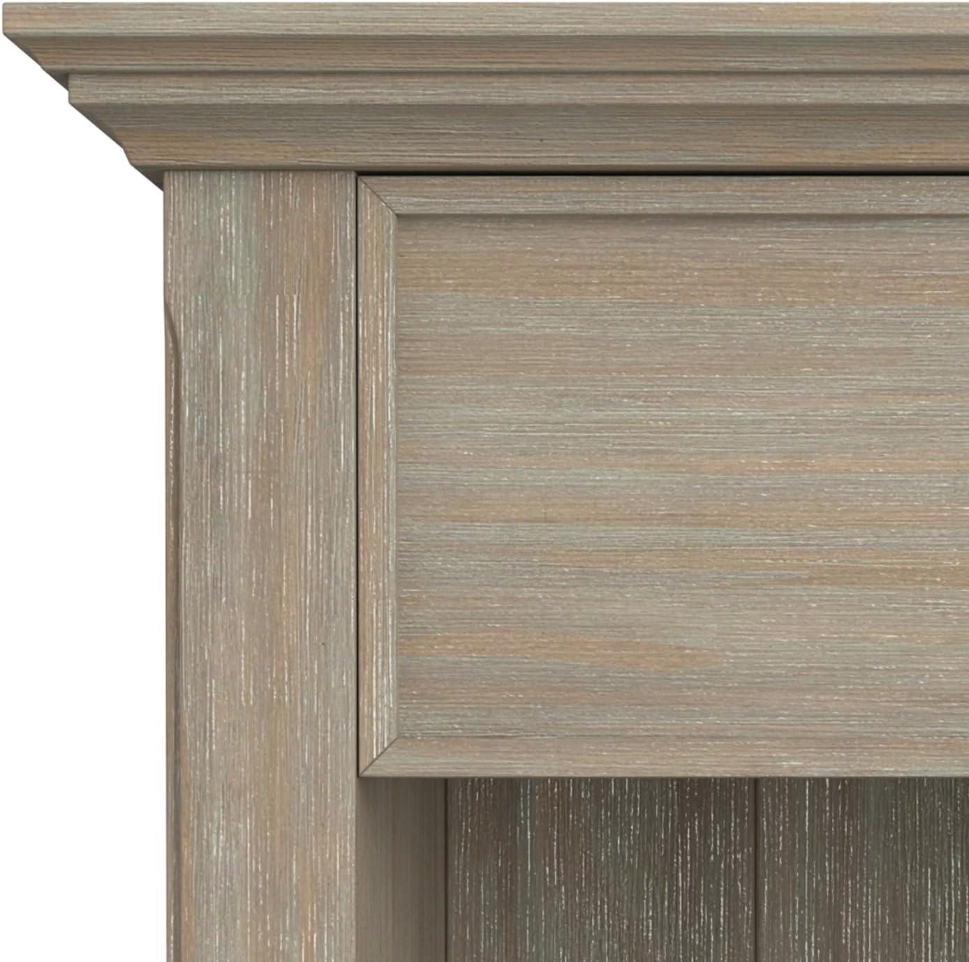 Distressed Grey Solid Pine 1-Drawer Bedside Table with Open Storage