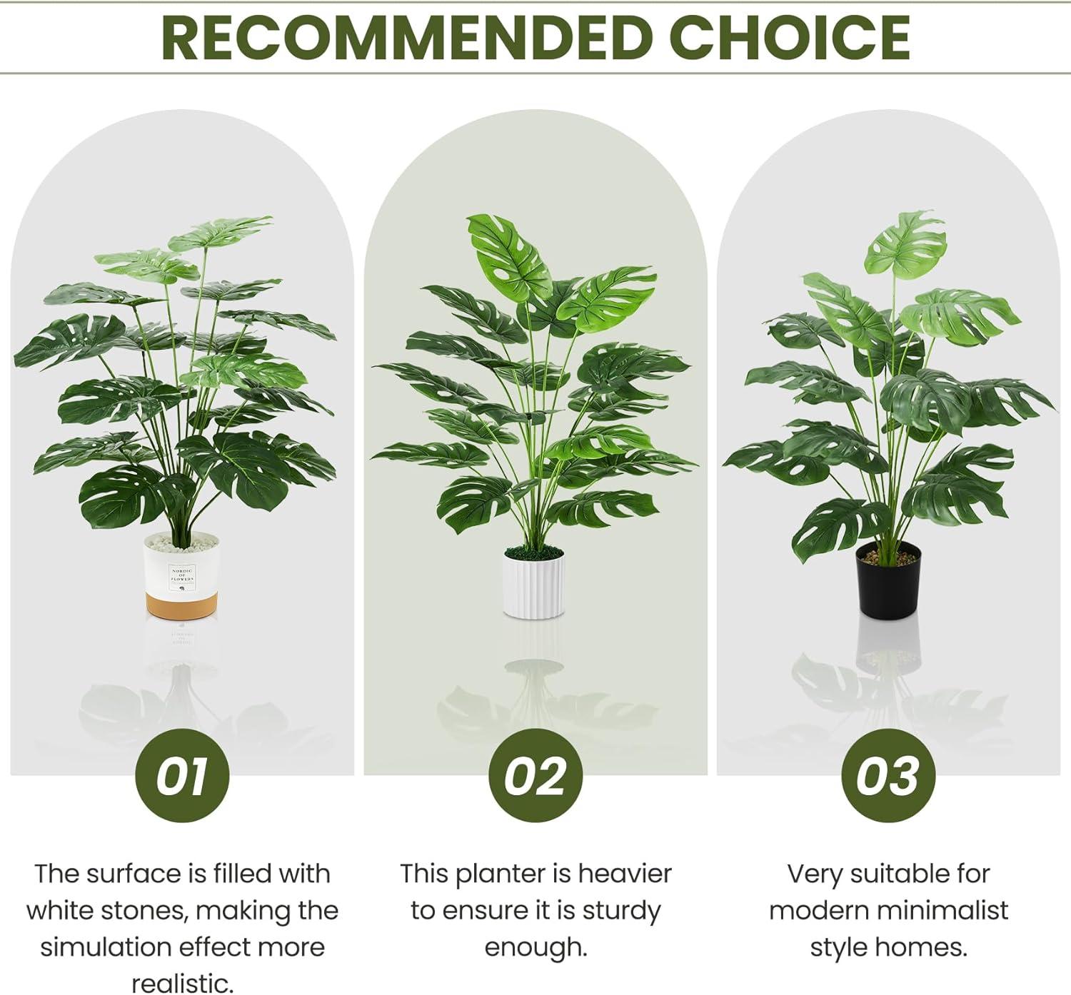 Guheake 26" Fake Plants Large, Tropical Palm Tree Artificial Monstera Faux Plant Tree with Pot for Home Office Living Room Decor Indoor