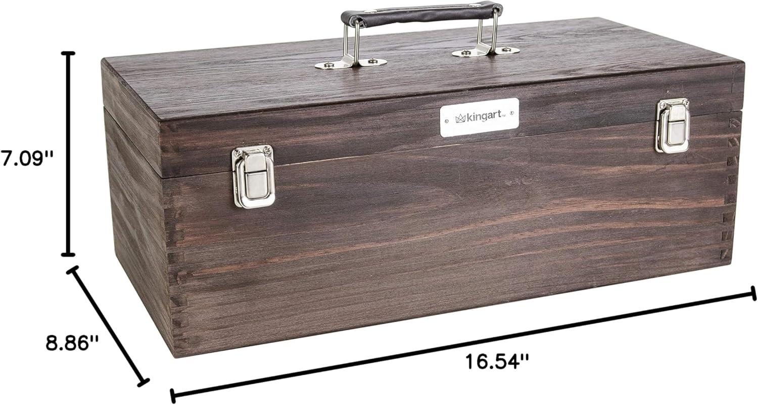 Espresso Wooden Artist Supply Chest with Removable Dividers