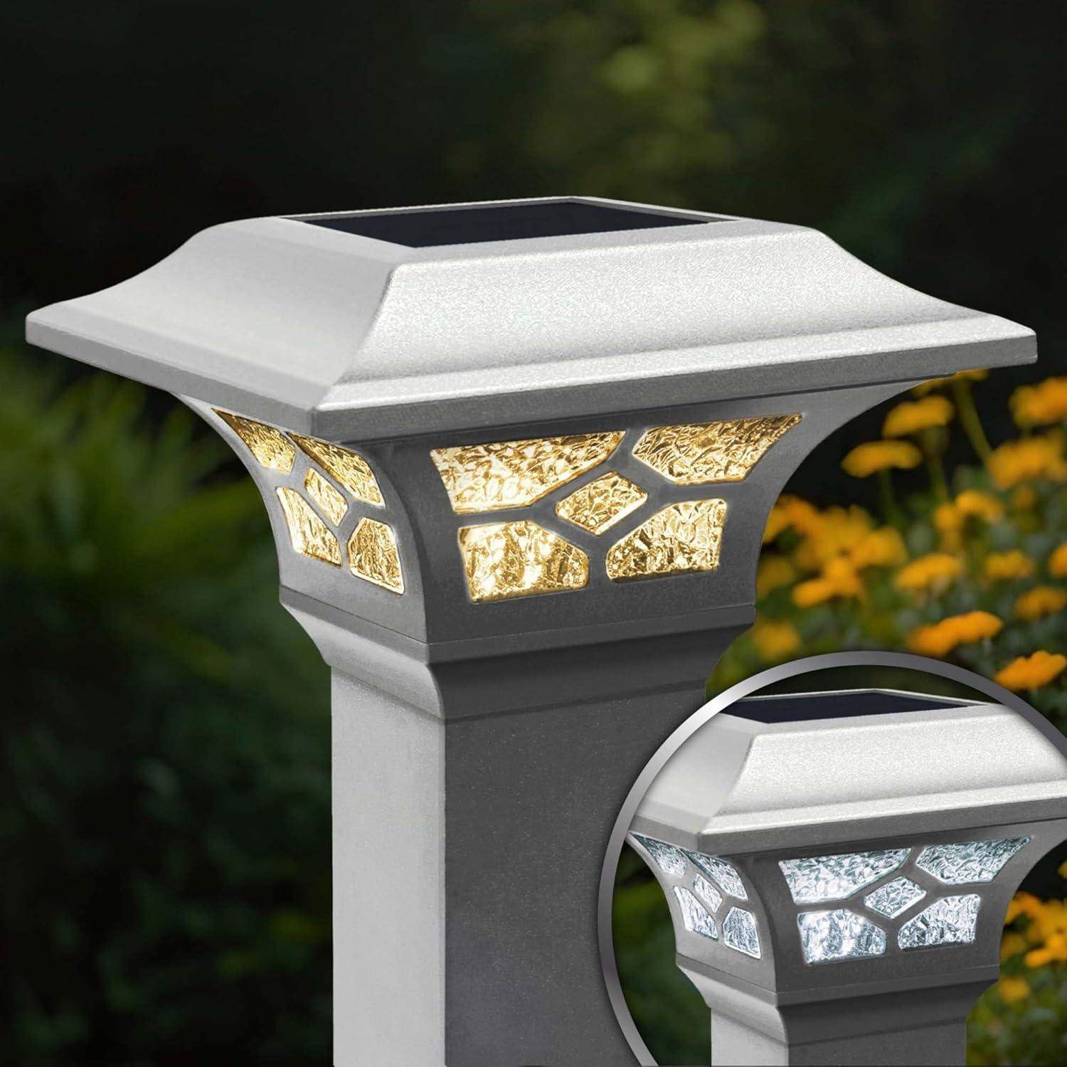 Black Aluminum LED Solar Post Cap with Glass Lens