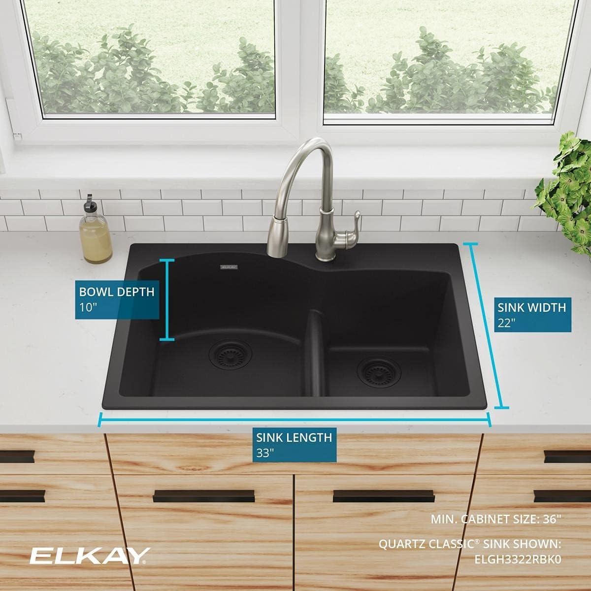 Quartz Classic 33" x 22" x 10" Double Basin Drop-In Kitchen Sink